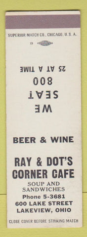Matchbook Cover - Ray & Dot's Corner Cafe Lakeview OH SAMPLE