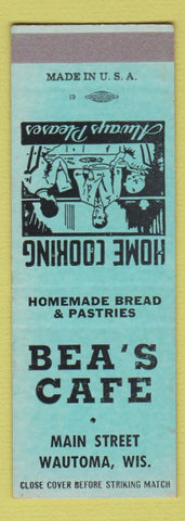 Matchbook Cover - Bea's Cafe Wautoma WI SAMPLE
