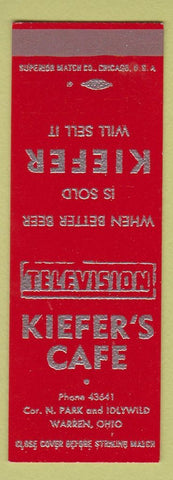 Matchbook Cover - Kiefer's Cafe Warren OH SAMPLE