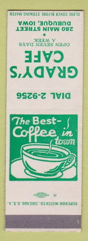 Matchbook Cover - Grady's Cafe Dubuque IA SAMPLE