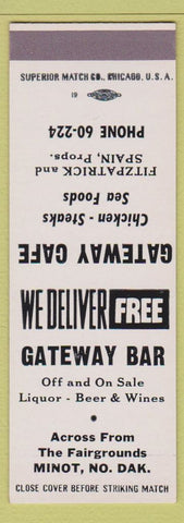 Matchbook Cover - Gateway Bar Cafe Minot ND SAMPLE