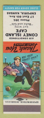 Matchbook Cover - Coney Island Cafe Emporia KS low phone # SAMPLE