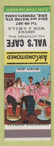 Matchbook Cover - Val's Cafe Erie PA Barber Shop Quartet SAMPLE