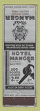 Matchbook Cover - Hotel Manger Boston MA FEDERAL LONG