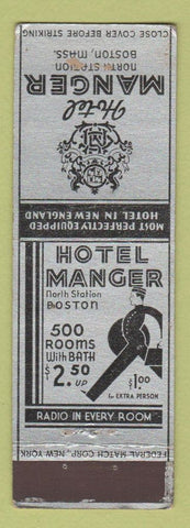Matchbook Cover - Hotel Manger Boston MA FEDERAL LONG