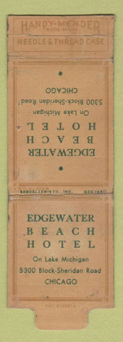 Matchbook Cover - Edgewater Beach Hotel Chicago IL WORN Mending Kit?