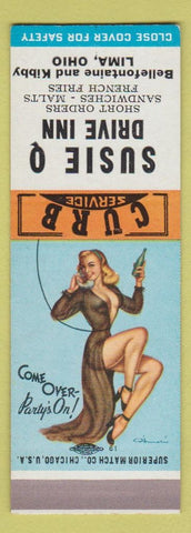 Matchbook Cover - Susie Q Drive Inn Lima OH pinup SAMPLE