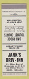 Matchbook Cover - Jank's Driv Inn Gary IN Oak Ridge Motel Hobart SAMPLE