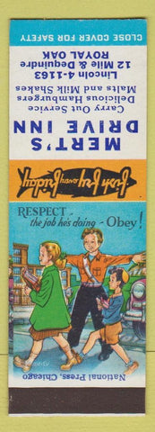 Matchbook Cover - Mert's Drive Inn Royal Oak MI SAMPLE