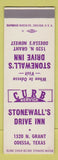 Matchbook Cover - Stonewall's Drive Inn Odessa TX SAMPLE