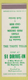 Matchbook Cover - 51 Drive In Broken Arrow OK SAMPLE