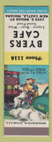 Matchbook Cover - Byers Cafe New Castle IN SAMPLE