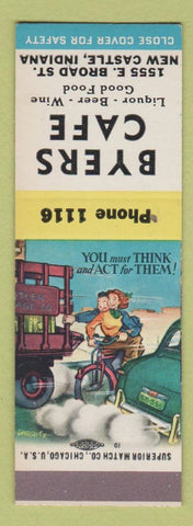 Matchbook Cover - Byers Cafe New Castle IN SAMPLE