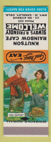 Matchbook Cover - Knutson Rainbow Cafe Greeley Colorado low phone # SAMPLE
