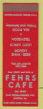 Matchbook Cover - Fehrs Cafe Easton PA SAMPLE