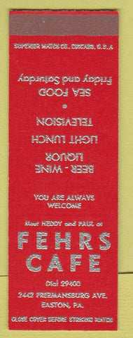 Matchbook Cover - Fehrs Cafe Easton PA SAMPLE