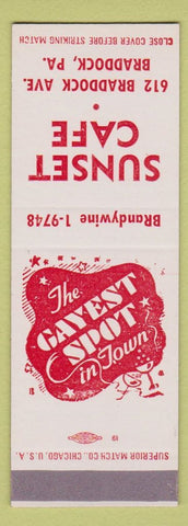 Matchbook Cover - Sunset Cafe Braddock PA SAMPLE