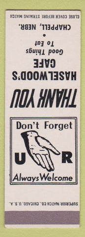 Matchbook Cover - Haselwood's Cafe Chappell NE SAMPLE