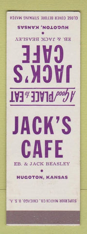 Matchbook Cover - Jack's Cafe Hugoton KS SAMPLE