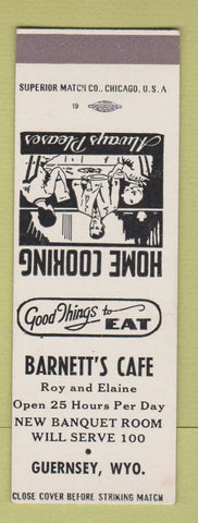 Matchbook Cover - Barnett's Cafe Guernsey WY SAMPLE