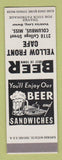 Matchbook Cover - Yellow Front Cafe Columbus MS Ventrice Long SAMPLE