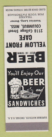 Matchbook Cover - Yellow Front Cafe Columbus MS Ventrice Long SAMPLE