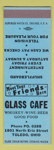 Matchbook Cover - Glass Cafe Toledo OH SAMPLE