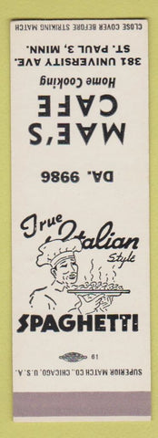 Matchbook Cover - Mae's Cafe St Paul MN SAMPLE