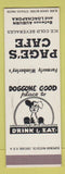 Matchbook Cover - Page's Cafe Auburn Loachapoka AL SAMPLE