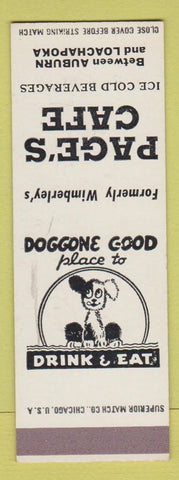Matchbook Cover - Page's Cafe Auburn Loachapoka AL SAMPLE