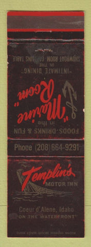 Matchbook Cover - Templin's Motor Inn Coeur D'Alene ID WORN