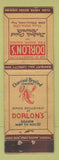 Matchbook Cover - Dorlon's Restaurant Norwalk CT FEDERAL LONG WORN