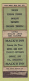 Matchbook Cover - Mack's Inn oil gas Post Office ID POOR STRIKER WORN