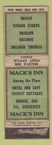 Matchbook Cover - Mack's Inn oil gas Post Office ID POOR STRIKER WORN