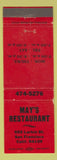 Matchbook Cover - May's Restaurant San Francisco CA WEAR