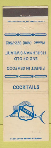 Matchbook Cover - Rappa's Restaurant Monterey CA
