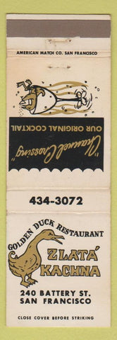 Matchbook Cover - Zlata Kachna Golden Duck Restaurant San Francisco CA