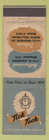 Matchbook Cover - Tick Tock Restaurant Hollywood CA