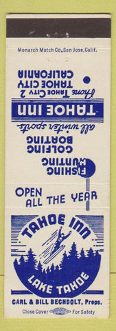 Matchbook Cover - Tahoe Inn Tahoe City CA Lake Tahoe low phone #2