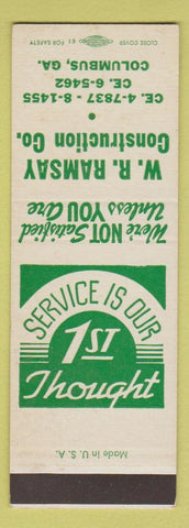 Matchbook Cover - WR Ramsay Construction Columbus GA SAMPLE