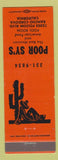 Matchbook Cover - Poor Sy's Mexican Restaurant billiards Rancho Cordova CA