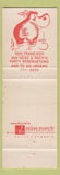 Matchbook Cover - Hippo Hamburgers San Francisco CA