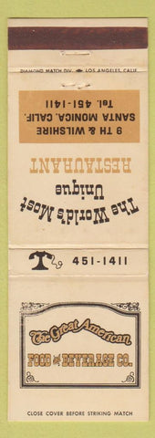Matchbook Cover - Great American Food and Beverage Santa Monica CA