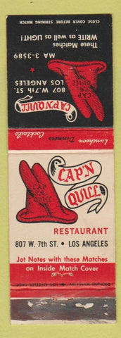 Matchbook Cover - Cap n Quill Los Angeles CA WORN