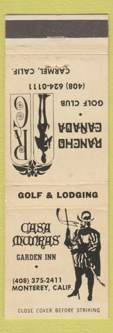 Matchbook Cover - Casa Munras Monterey CA Rancho Canada Carmel CA