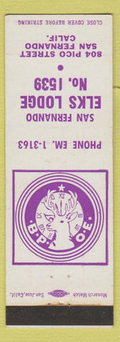 Matchbook Cover - Elks Lodge San Fernando CA