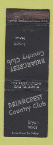 Matchbook Cover - Briarcrest Country Club Bryan TX