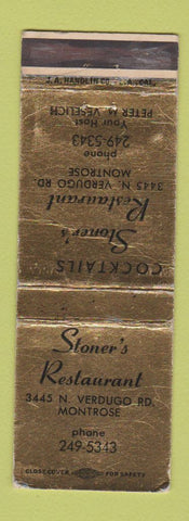 Matchbook Cover - Stoner's Restaurant Montrose CA WEAR