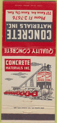 Matchbook Cover - Concrete Materials Inc Kanas City MO trucks 30 Strike