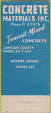 Matchbook Cover - Concrete Materials Inc Kanas City MO trucks 30 Strike